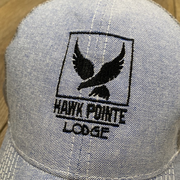 HAWK POINT LODGE Blue Gray Trucker Hat Adjustable - Picture 2 of 7